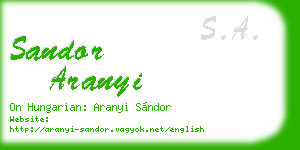 sandor aranyi business card